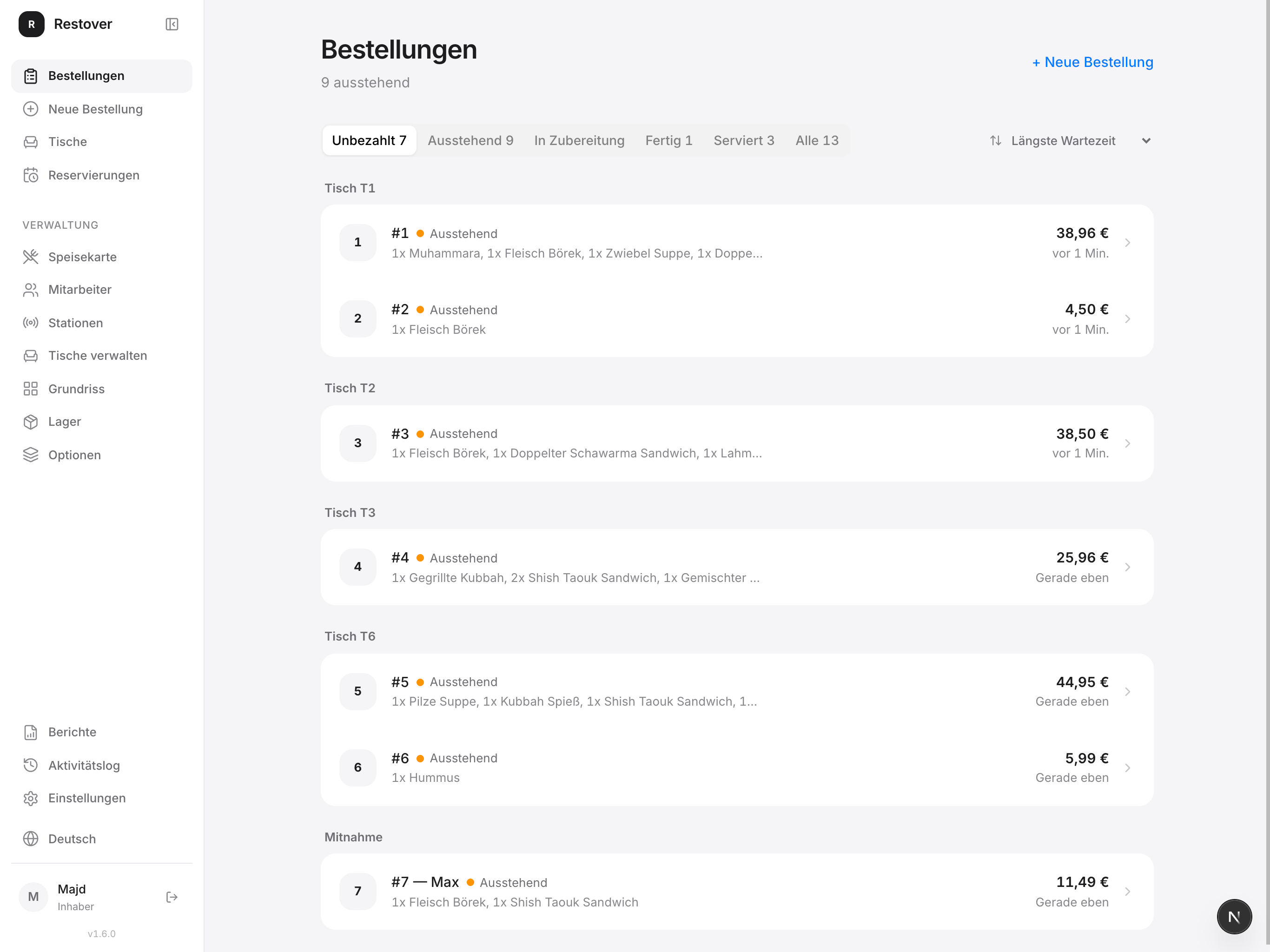 Restover POS Dashboard